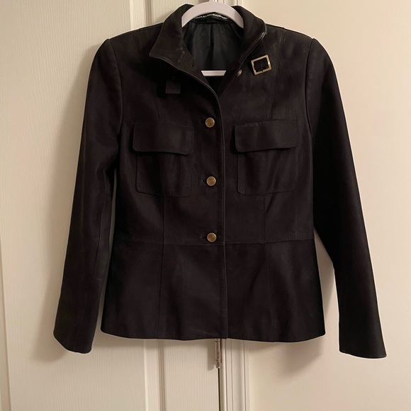 Linda Allard Ellen Tracy Black Suede Leather Jacket size 10 petite - Picture 3 of 5